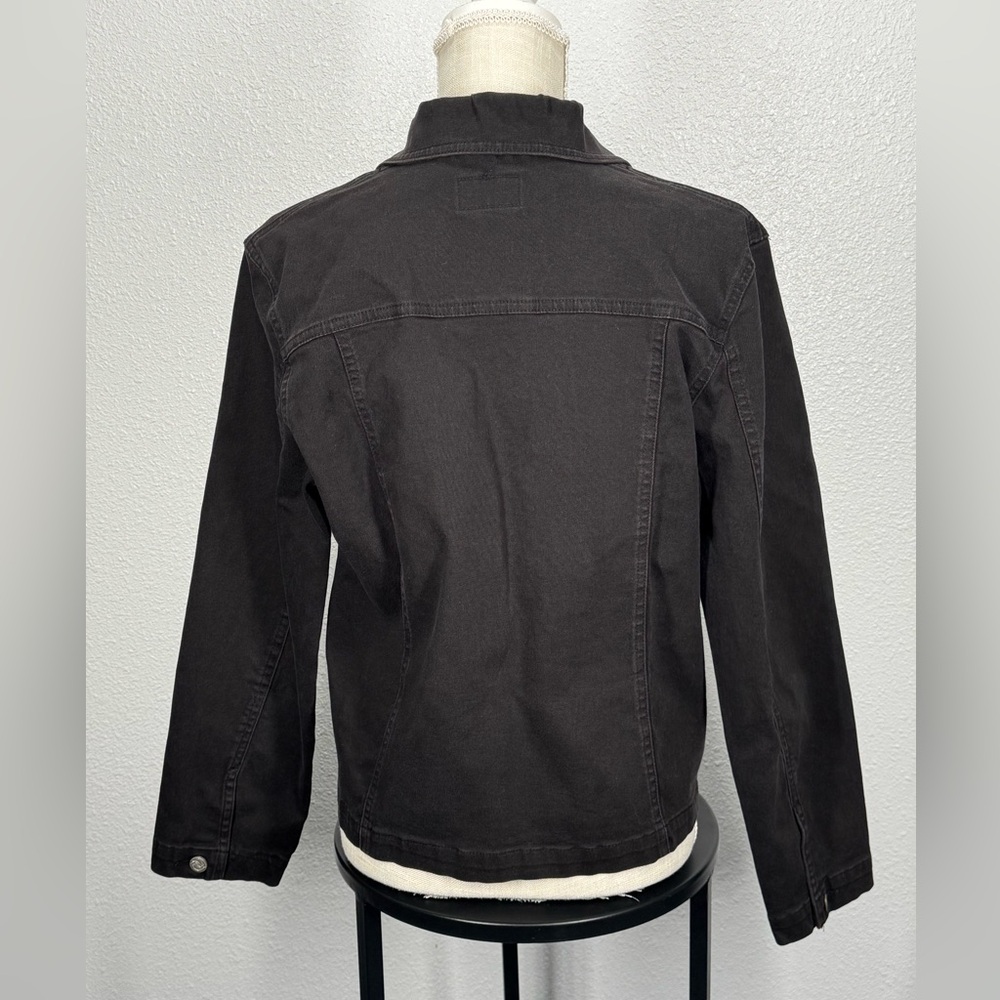 Vintage French Dressing Black Button Up Jean Jacket Large 12 - Picture 4 of 7